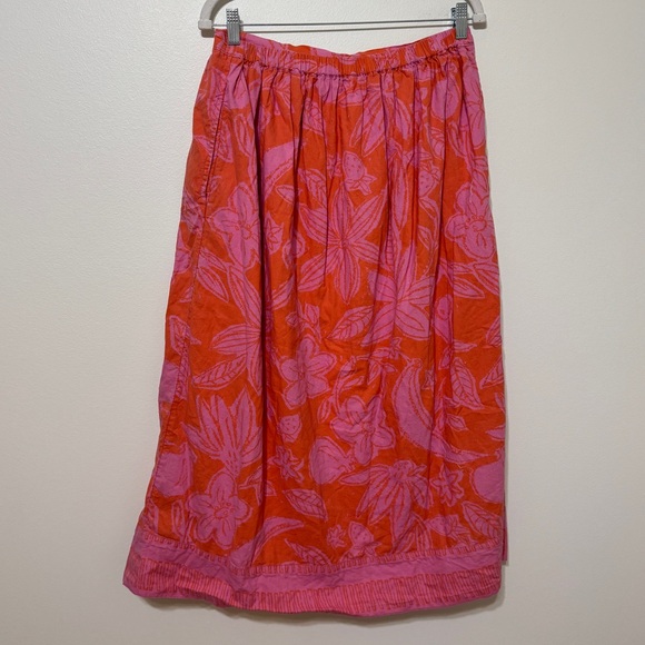 Free People Floral Maxi Skirt Size Large Pink Orange Copa Cabana Tropical Summer - Picture 6 of 9
